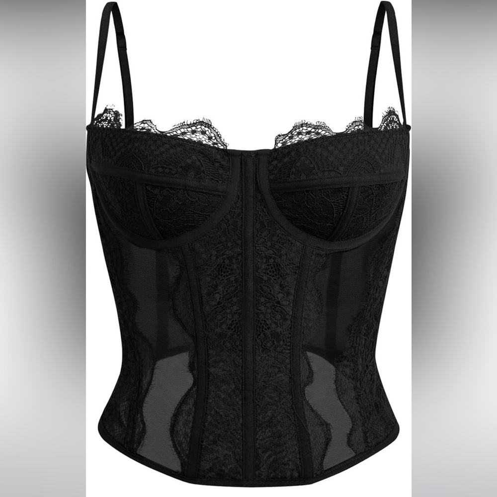 Chic Black Lace Corset Top